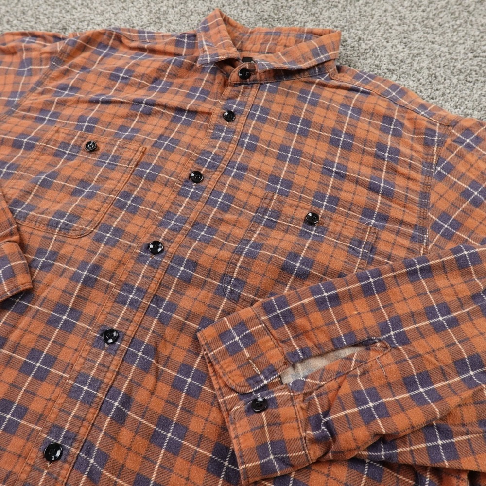 VTG Ralph Lauren Shirt Mens XL Brown Blue Polo Jeans Flannel Button Up Outdoor